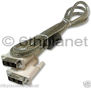 DVI-d Stecker auf DVI-d Stecker Digital Video Kabel 1,5m PC klar abgedeckt Screenend Kabel - Bild 1 von 2