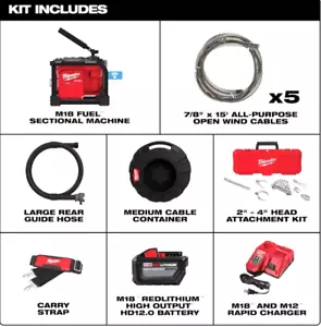 Milwaukee Tool 2818A-21 M18 Fuel Sectional Machine Kit With 7/8 In. Cable - P3-2 - Picture 1 of 4