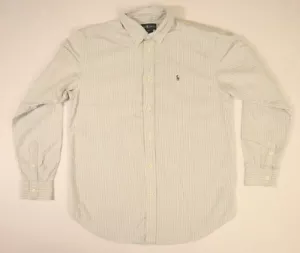 Ralph Lauren Button Front Shirt size 16 White & Blue Stripes Dress Shirt Casual - Picture 1 of 7