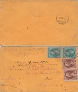 MTM244 1871 TRANSATLANTIC PAID COVER USA TO SWITZERLAND STEAMER CITY OF BROOKLIN - Picture 1 of 1