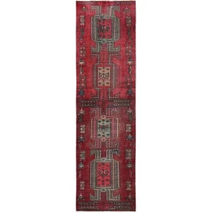 2'3"x8'5" Red Vintage Zoroastrian Khamadan Hand Knotted Wool Runner Rug R846 - Picture 1 of 7