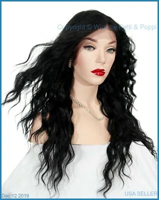 ENCAJE SUIZO | MONOTOP | PARTE EN CUALQUIER LUGAR | PELUCA LARGA AMIGABLE CON EL CALOR | 1B | 1388 Foto 1 de 4