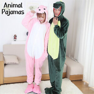 Adult Flannel Kigurumi Animal 11Onesi Pajamas Dinosaur Cosplay Costume Sleepwear
