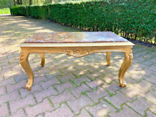 Gilded Elegance: 1940's French Louis XVI Coffee Table with Marble Top
