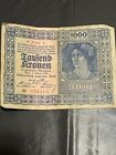 1922 Austria 1000 Kronen Banknote
