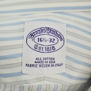 BROOKS BROTHERS 16.5-32 French Cuff USA Made Mens Stripe Button Down Shirt Italy - Picture 1 of 12