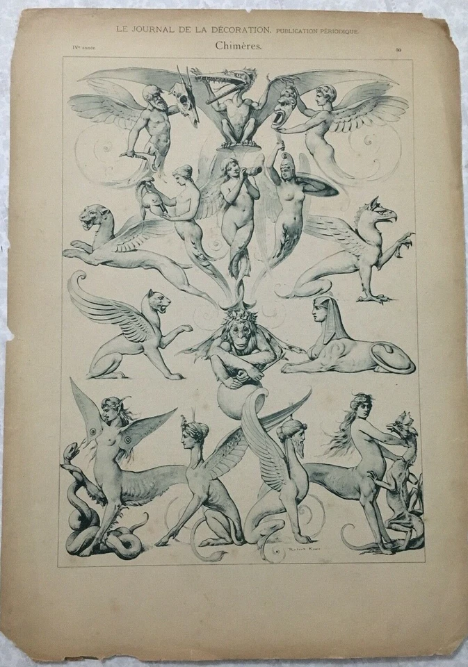 KNOOR ROBERT "CHIMERES "JOURNAL DE LA DECORATION XIXEME - Photo 1/1