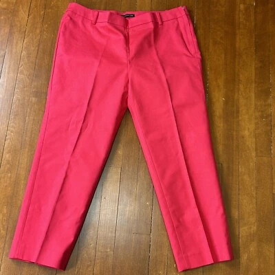 Pantalones chinos al tobillo Audrey & Celine para mujer talla 10 tiro medio rojo oscuro frente plano Foto 1 de 4