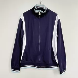Billabong Mens Track Jacket Blue White Zip Front Mock Neck XL - Picture 1 of 9