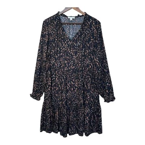 Vestido Babydoll Beach Lunch Lounge con Volantes Mujer Talla L Marrón Cuello en V Manga Larga - Imagen 1 de 12