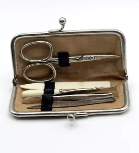 Kit unghie vanity vintage vera pelle made in Germany in custodia kiss lock - Foto 1 di 6