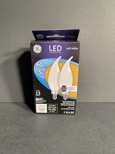 GE LED Soft White LED CAS Candelabra Base 2 Bulbs 60W - Picture 1 of 2