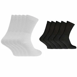 3/6/12 x Paar baumwollreiche Sportsocken schwarz & weiß Passform UK Schuhgröße 6-11 - Bild 1 von 4