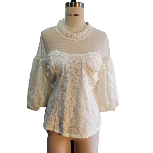 OFF WHITE Top bustier in pizzo bianco sporco nuovo taglia L