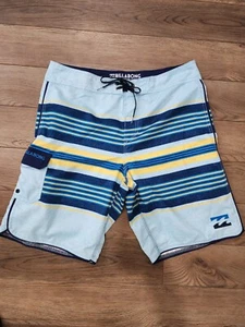 Billabong Swim Trunks Mens 36 Blue Striped Board Shorts Bathing Suit Mens - Picture 1 of 5