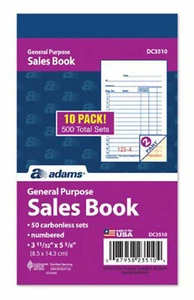 ABFDC3510 BULK DC3510 Adams Verkaufsbuch, selbstdurchschreibend, 100 Bücher 3-11/32" x 5-5/8" - Bild 1 von 6
