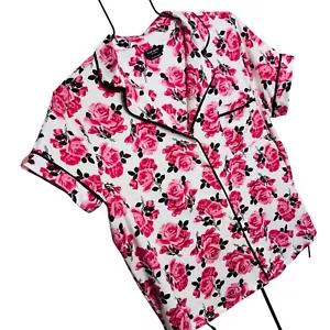 Pigiama Kate Spade top XL super morbido elasticizzato rosa rose lounge maniche corte - Foto 1 di 10