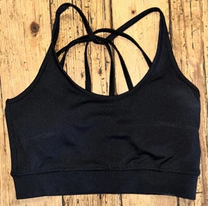 jessica simpson the warm up women’s size M jet black sports bra w/padding  - Picture 1 of 5