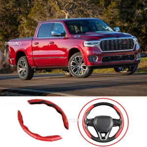 15" Carbon Fiber Red Car Steering Leather Wheel Booster Cover For Ram 1500 2500 - Bild 1 von 17