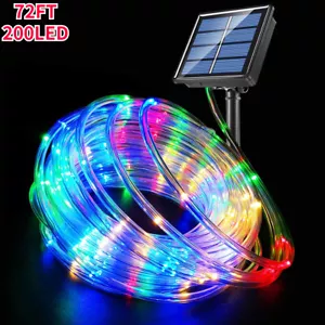 72FT 200 LED Solar Rope Tube String Fairy Light Strip Garden Outdoor Lamp Decor - Picture 1 of 12
