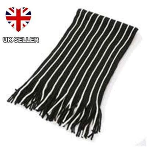 NEW MENS KNITTED STRIPED SCARF CHARCOAL GREY UK SELLER - Picture 1 of 1