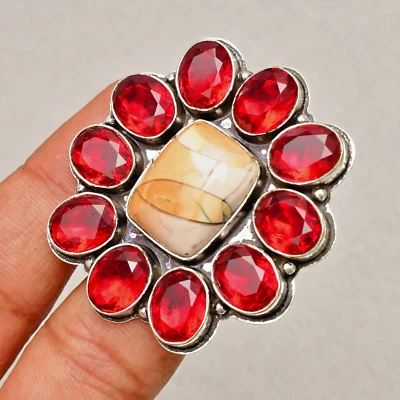 Brecciated Mookaite Gemstone 925 Sterling Silver Handmade Jewelry Ring 9 - Image 1 of 4