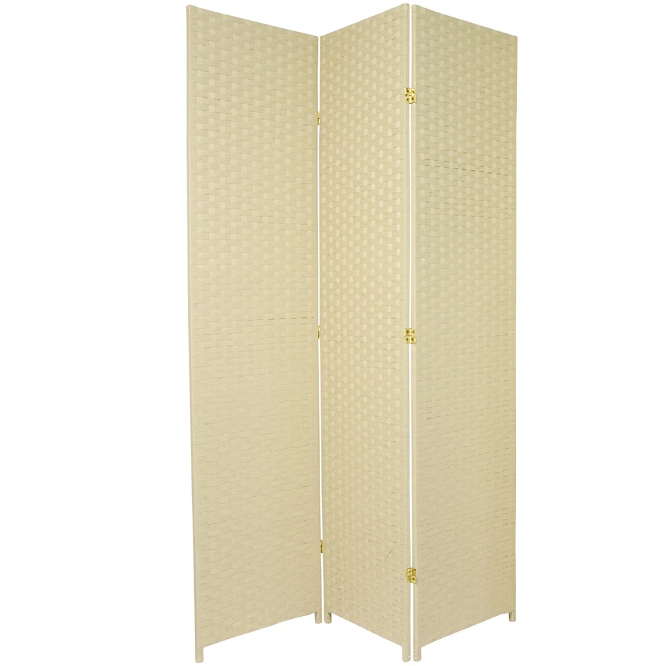 7 футов Перегородка комнатная высокая тканая волокнистая - кремовая - 3 панели - Изображение 1 из 1