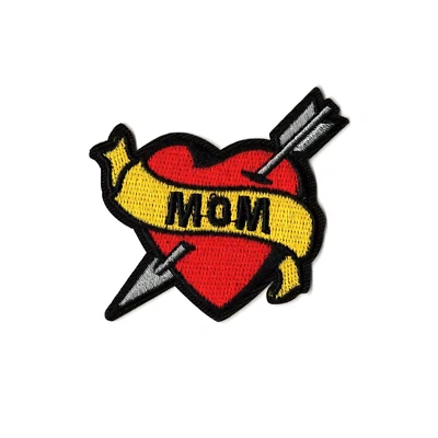Heart With Arrow - Mom Embroidered Iron On Patch DIY Applique - Image 1 of 2