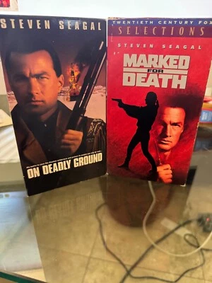 VHS Lot of 2 Steven Seagal Movies - On Deadly Ground & Marked For Death w/ship - Image 1 of 4