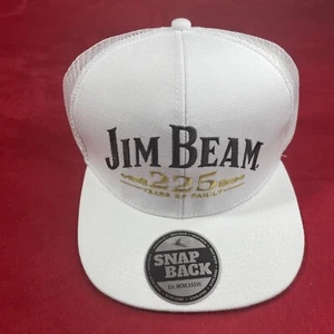 Jim Beam Bourbon 225 Years Of Family Edition White Snap Back Trucker Style Hat - Picture 1 of 7