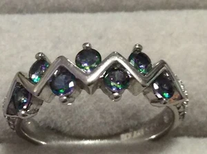 RYZE Mystic Topaz CZ Sterling Silver Band Ring SZ 5 Mountain Ring NEW! - Picture 1 of 1