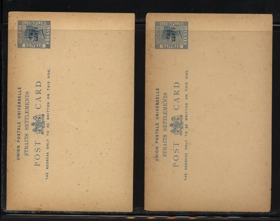 Tarjeta postal Straits Settlements 2 revalorizada 2 centavos sin usar MS0131  Foto 1 de 1
