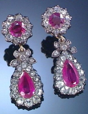 Vintage Women's Dangle Earring Simulated Pink Topaz Pear Cut Sterling Silver 925 - Image 1 of 3