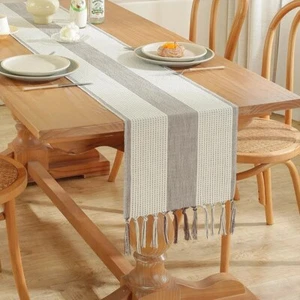 Table Runner Decor Dining Tea Table TV Cabinet Table Cloth Tassels Home Decor - Picture 1 of 38