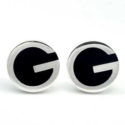 Gucci G Logo Gemelli Grandi Icona Iniziale Pulsante Argento Sterling SV925 RA... - Immagine 1 di 4