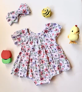 NWT Duck Duck Goose baby romper dress with matching headband size 6-9 months 2pc - Picture 1 of 8