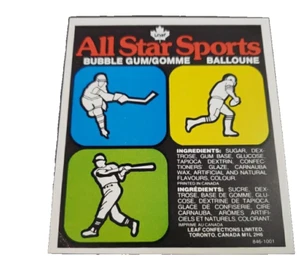 Leaf All Star Sports Bubble Gum Ball Vending Machine Display Card French English - Picture 1 of 3