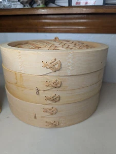 Joyce Chen 10-Inch 2-Tier Bamboo Steamer Baskets - Healthy Cooking NEW IN BOX - Picture 1 of 4