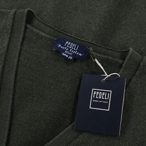 Fedeli NWT 100% Wool Cardigan Sweater Vest Size 54 XL in Solid Green - Picture 1 of 7