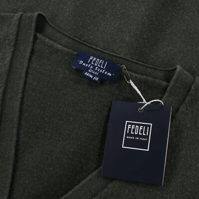 Fedeli NWT 100% Wool Cardigan Sweater Vest Size 54 XL in Solid Green - image 1 of 4