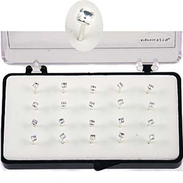 Set 8 Piercing Naso In Argento 925 Con Zirconi - 1,5 Mm - Nickel Free