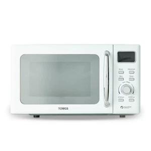 Microwave Oven Digital Mirror Door White & Chrome Defrost LED Display 800W 20L - Picture 1 of 8