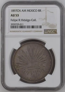 1897 CN AM Culiacan, Mexico 8 Reales Silver NGC AU53 Felipe R Hidalgo Collection - Picture 1 of 8