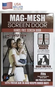 Magnetic Screen Door Heavy Duty Strong Magnets And Mesh Curtain Transparent - Picture 1 of 13