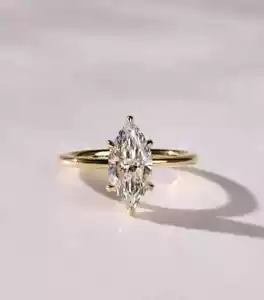 2.20CT Marquise Lab Grown Diamond IGI Certified Anniversary Ring 14k Yellow Gold - Picture 1 of 7