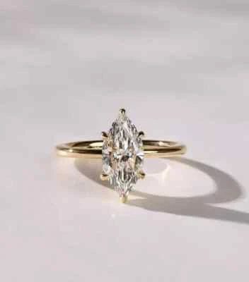 2.20CT Marquise Lab Grown Diamond IGI Certified Anniversary Ring 14k Yellow Gold - Image 1 of 4