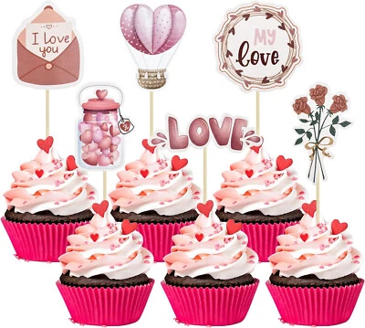 36Pcs Happy Valentine's Day Cupcake Toppers Sweet Love Valentine Cupcake Picks - Image 1 of 4