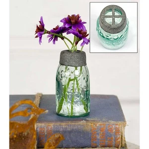 Mini Einmachglas mit Blumenfrosch - Vintage Stil rustikales Dekor - Landhaus - Bild 1 von 1