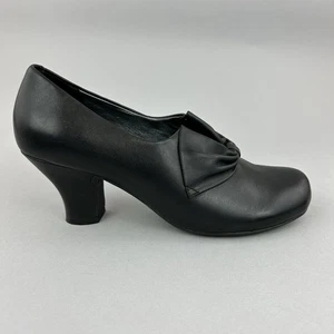 Hotter Donna schwarze Leder Slipper Pumps Oma Schleife elegante Schuhe EU38 UK5 - Bild 1 von 11