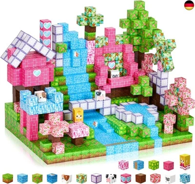 Coolzon Magnetische Bausteine Blöcke 154 Stück, Magnetbausteine Build Mine M